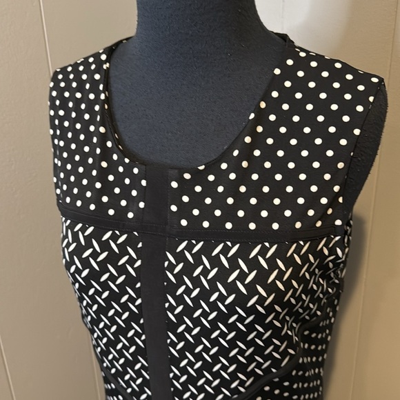 TAYLOR women’s 10 black white multi print polka dot sleeveless knit maxi dress - Picture 2 of 6